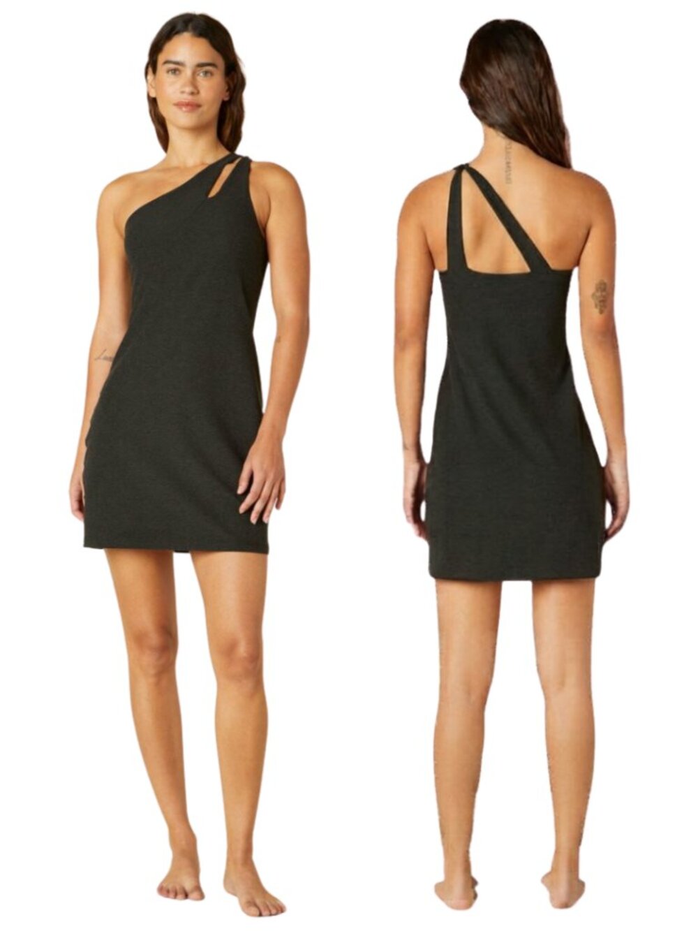 Beyond Yoga Spacedye Lost Your Mind Mini Dress Womens XS Darkest Night Black NWT
